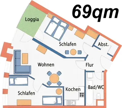 Grundriss der Unterkunft Haus Nordseebrandung FeWo B2 3