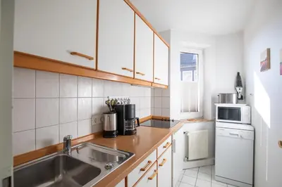 Küche/Küchenzeile in der Unterkunft Haus Nordseeperle Wohnung 6