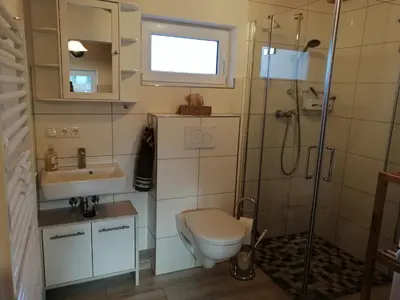 Ein Badezimmer in der Unterkunft Ferienhaus Jantzen