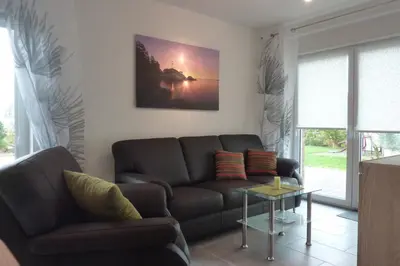 Ein Sitzbereich in der Unterkunft Ferienhaus Nordseebrise