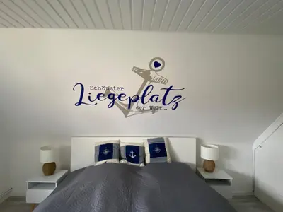Ein Bett oder Betten in einem Zimmer der Unterkunft Hus Heideblick -zwischen Natur und Nordsee-