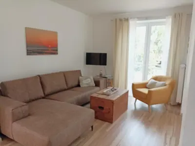 Ein Sitzbereich in der Unterkunft Küstenhaus Duhnen - Wohnung 1 mit Meerblick