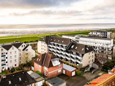 Ein allgemeiner Blick auf Büsum oder ein Stadtblick von der Ferienwohnung aus