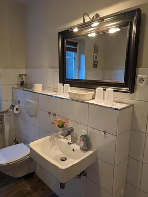 Ein Badezimmer in der Unterkunft Pfötchenparadies I