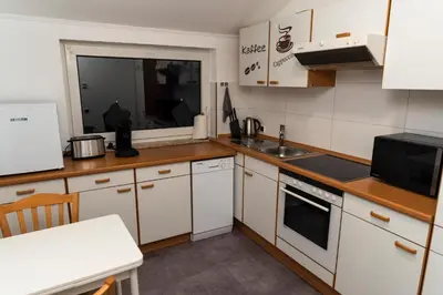 Küche/Küchenzeile in der Unterkunft Strandnahe Ferienwohnung Nordsee Oase Whg 1