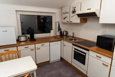Küche/Küchenzeile in der Unterkunft Strandnahe Ferienwohnung Nordsee Oase Whg. 1