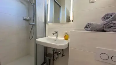 Ein Badezimmer in der Unterkunft Meehrblick Alte Liebe