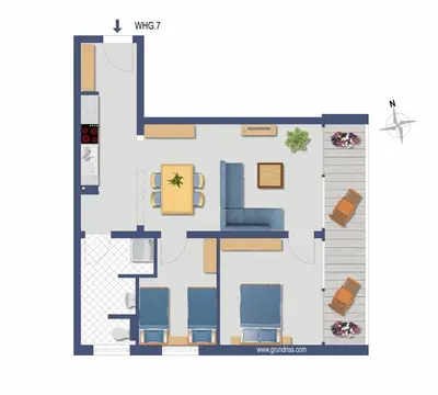 Grundriss der Unterkunft Inseltörn Wohnung 7