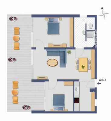 Grundriss der Unterkunft Inseltörn Wohnung 1