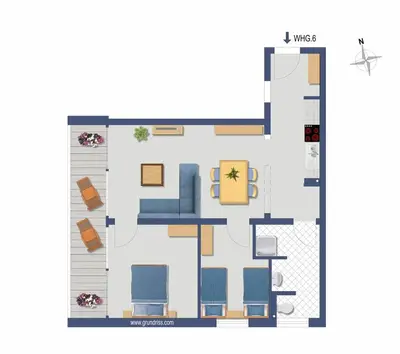 Grundriss der Unterkunft Inseltörn Wohnung 6