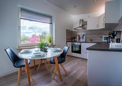 Küche/Küchenzeile in der Unterkunft Ferienwohnung Gooß