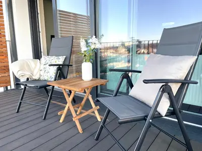 Ein Balkon oder eine Terrasse in der Unterkunft Seaside 53° FeWo 5