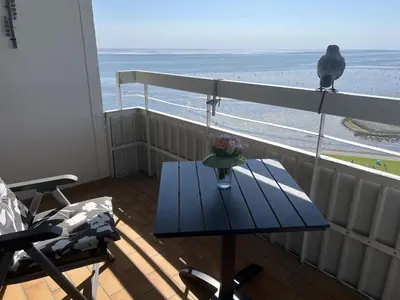 Ein Balkon oder eine Terrasse in der Unterkunft Ferienwohnung Sea View