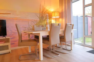 Ein Sitzbereich in der Unterkunft Ferienhaus Nordlicht