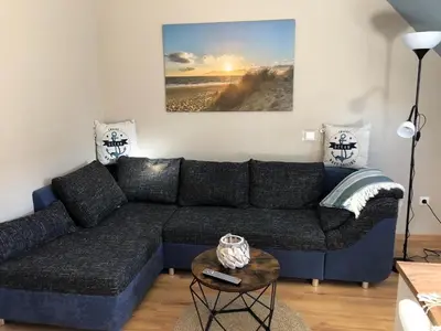 Ein Sitzbereich in der Unterkunft Ferienwohnung Kalle