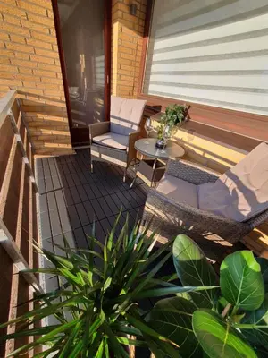 Ein Sitzbereich in der Unterkunft Ferienwohnung in einer idyllischen Lage