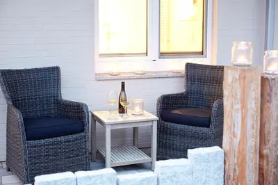 Ein Sitzbereich in der Unterkunft Dat-Meerhus Wohnung 1