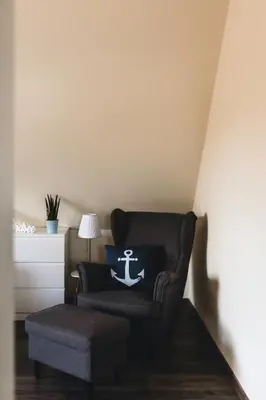 Ein Sitzbereich in der Unterkunft Küsten Auszeit