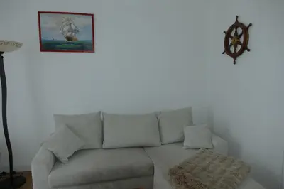 Ein Sitzbereich in der Unterkunft Kapitänshaus Schäfer