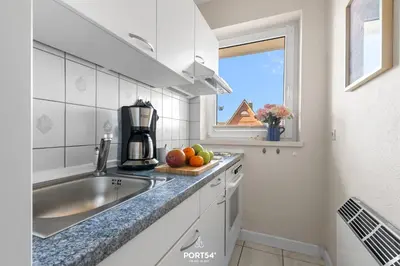 Küche/Küchenzeile in der Unterkunft Ferienwohnung Auster Büsum