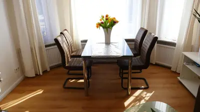 Ein Sitzbereich in der Unterkunft Kapitänshaus Schäfer App Kapitän