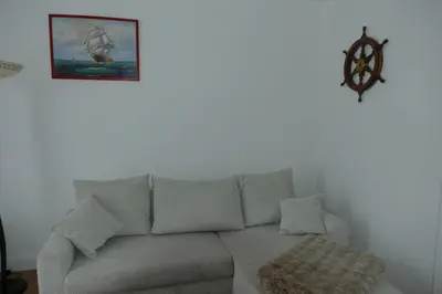 Ein Sitzbereich in der Unterkunft Kapitänshaus Schäfer App Steuermann