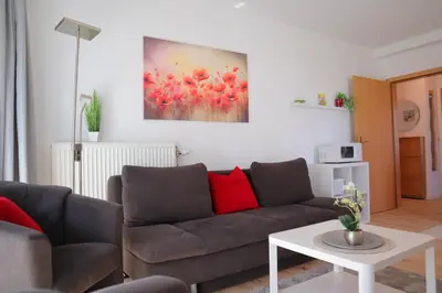 Ein Sitzbereich in der Unterkunft Ferienwohnung Cordes