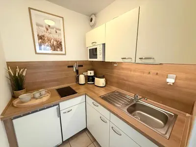 Küche/Küchenzeile in der Unterkunft Haus am Waldbad FeWo 2