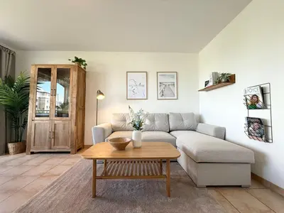 Ein Sitzbereich in der Unterkunft Haus am Waldbad FeWo 2