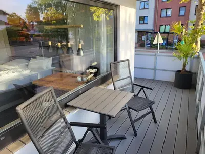 Ein Balkon oder eine Terrasse in der Unterkunft ANKERGLÜCK inkl Ebikes