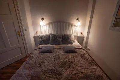 Ein Bett oder Betten in einem Zimmer der Unterkunft Haus Kehrwieder Wohnung Nordsee