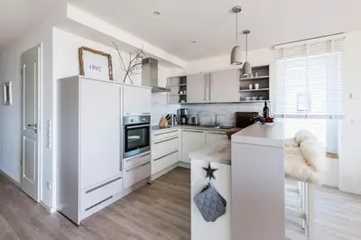 Küche/Küchenzeile in der Unterkunft Haus Deichkieker Apartment 3 1 Strandsegler