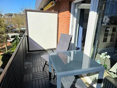Ein Balkon oder eine Terrasse in der Unterkunft Ferienwohnung Hafenkajüte