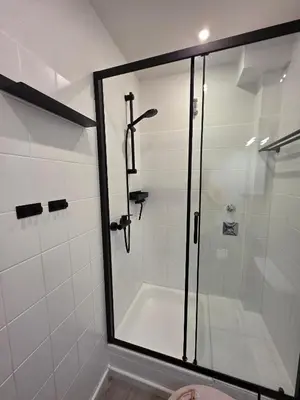 Ein Badezimmer in der Unterkunft Ferienwohnung Hafenkajüte