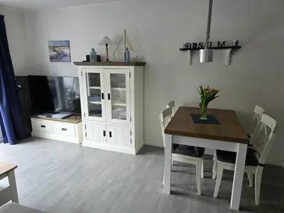 Küche/Küchenzeile in der Unterkunft Ferienwohnung Hafenkajüte
