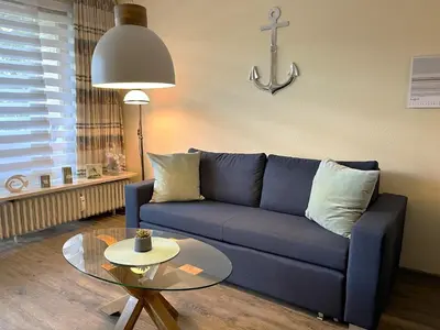 Ein Sitzbereich in der Unterkunft Schloss am Meer Whg Meeresflüstern