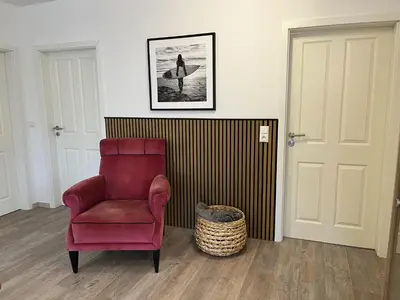 Ein Sitzbereich in der Unterkunft Nordstrand
