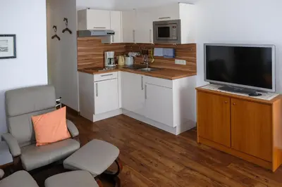 Küche/Küchenzeile in der Unterkunft Ferienwohnung Herzmuschel