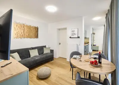 Ein Sitzbereich in der Unterkunft Northside I - Evergreen