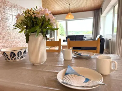 Ein Sitzbereich in der Unterkunft Apartmenthaus Frauenpreiss FeWo 214