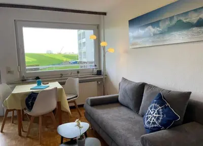 Ein Sitzbereich in der Unterkunft Fewo Havenglück 15