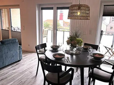 Ein Sitzbereich in der Unterkunft Haus Sturmkieker Whg Njörd