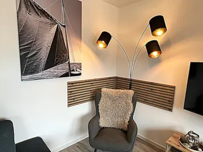 Ein Sitzbereich in der Unterkunft Haus Sturmkieker Whg Njörd