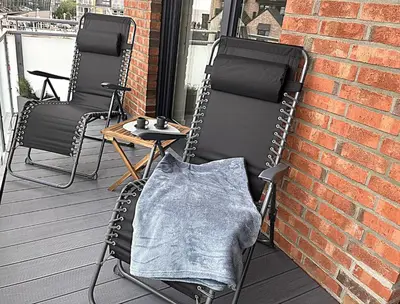 Ein Sitzbereich in der Unterkunft Haus Sturmkieker Whg Njörd