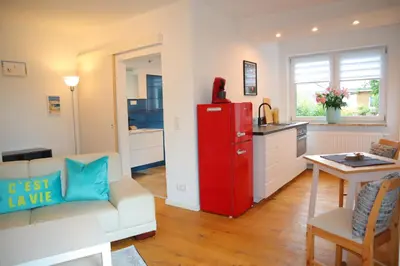 Küche/Küchenzeile in der Unterkunft Ferienwohnung Am Deich
