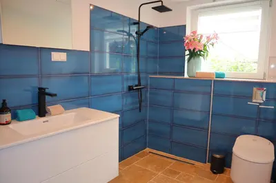 Ein Badezimmer in der Unterkunft Ferienwohnung Am Deich