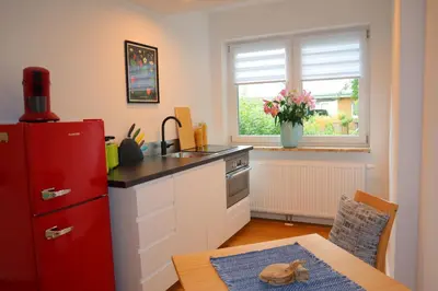 Küche/Küchenzeile in der Unterkunft Ferienwohnung Am Deich