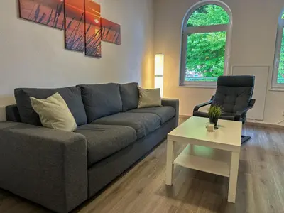 Ein Sitzbereich in der Unterkunft See Oase Bad Bederkesa
