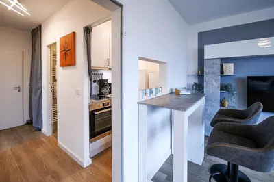 Küche/Küchenzeile in der Unterkunft Strandhochhaus SF01