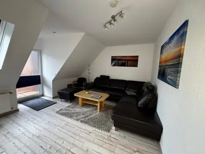Ein Sitzbereich in der Unterkunft Ferienwohnung Knechtsand Cuxhaven